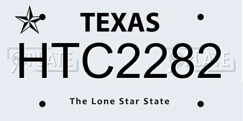 HTC2282 Texas License Plate