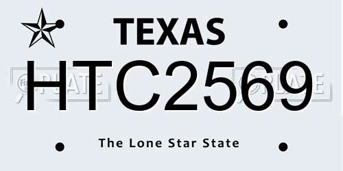HTC2569 Texas License Plate