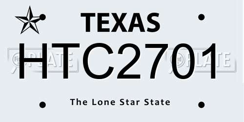 HTC2701 Texas License Plate