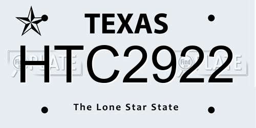 HTC2922 Texas License Plate
