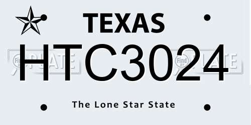 HTC3024 Texas License Plate