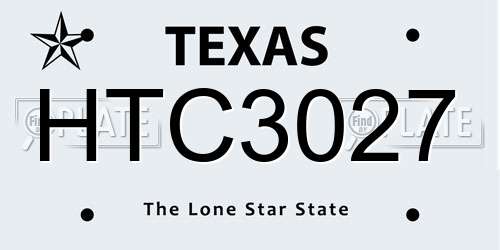 HTC3027 Texas License Plate