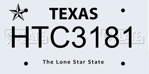 HTC3181 Texas License Plate
