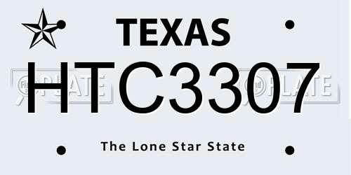 HTC3307 Texas License Plate