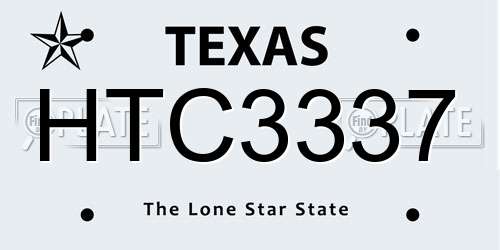 HTC3337 Texas License Plate