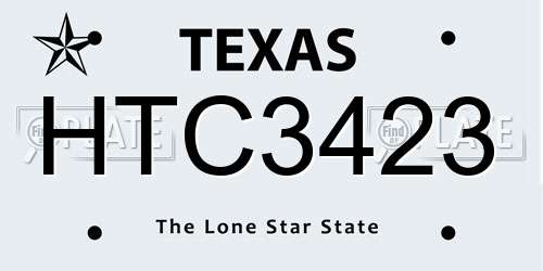 HTC3423 Texas License Plate