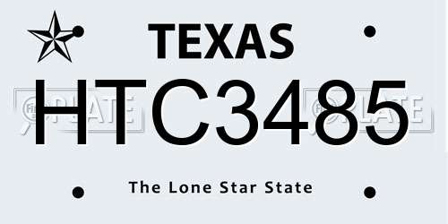 HTC3485 Texas License Plate