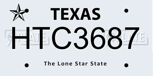 HTC3687 Texas License Plate