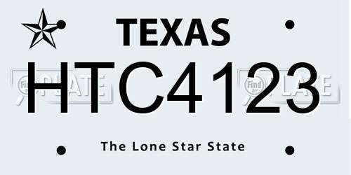 HTC4123 Texas License Plate