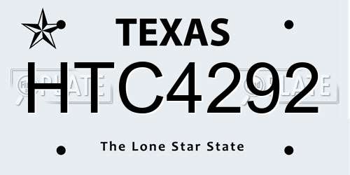 HTC4292 Texas License Plate