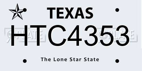 HTC4353 Texas License Plate