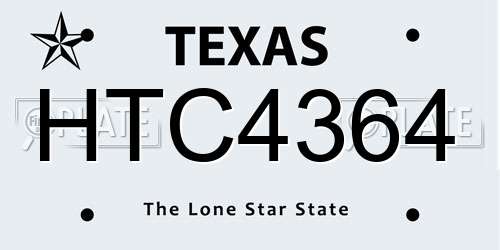 HTC4364 Texas License Plate