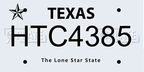 HTC4385 Texas License Plate