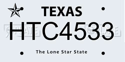 HTC4533 Texas License Plate