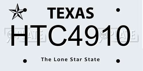 HTC4910 Texas License Plate
