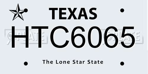 HTC6065 Texas License Plate