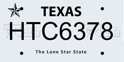 HTC6378 Texas License Plate