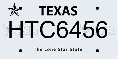 HTC6456 Texas License Plate