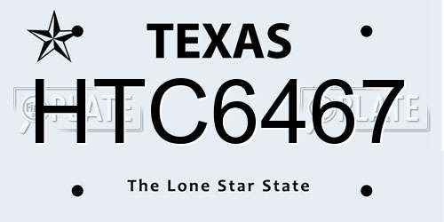 HTC6467 Texas License Plate