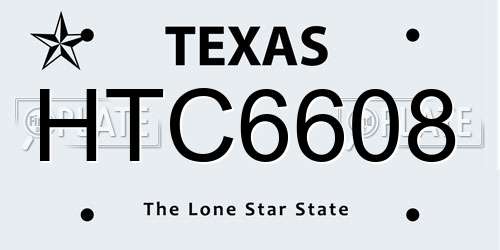 HTC6608 Texas License Plate