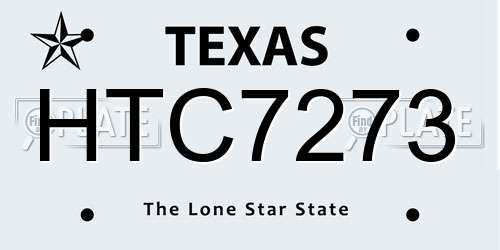 HTC7273 Texas License Plate