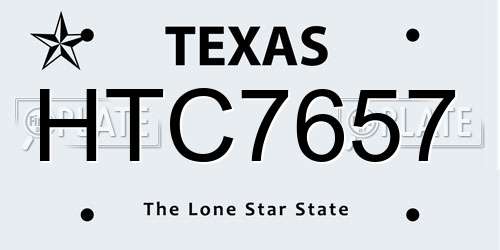 HTC7657 Texas License Plate