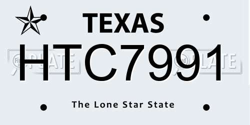 HTC7991 Texas License Plate