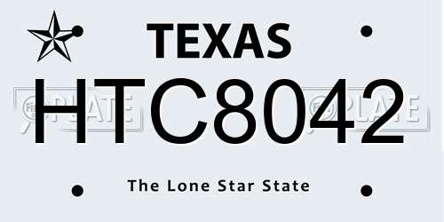 HTC8042 Texas License Plate