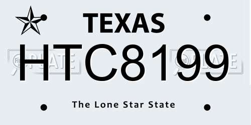 HTC8199 Texas License Plate