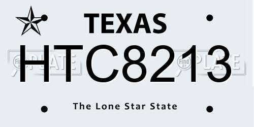 HTC8213 Texas License Plate
