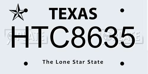 HTC8635 Texas License Plate
