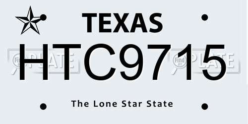 HTC9715 Texas License Plate