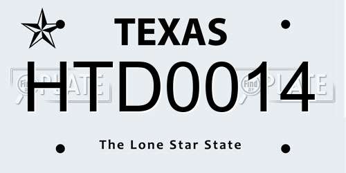 HTD0014 Texas License Plate