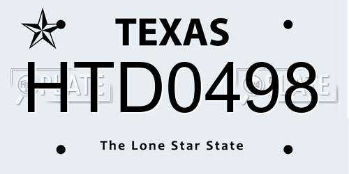 HTD0498 Texas License Plate