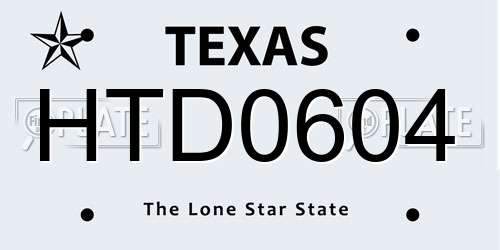 HTD0604 Texas License Plate