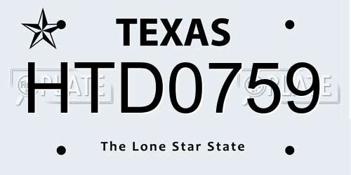 HTD0759 Texas License Plate