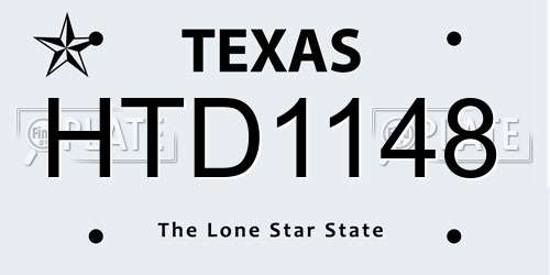 HTD1148 Texas License Plate