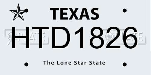 HTD1826 Texas License Plate