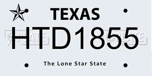 HTD1855 Texas License Plate