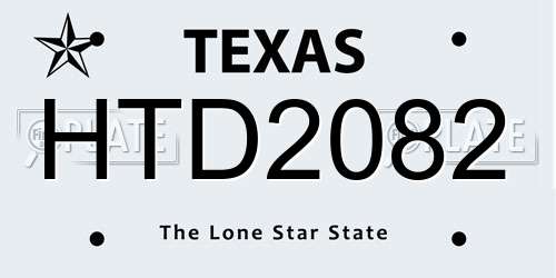 HTD2082 Texas License Plate