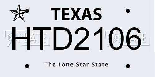 HTD2106 Texas License Plate