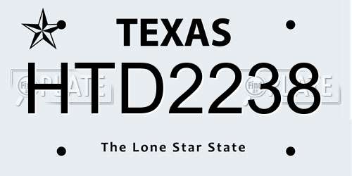 HTD2238 Texas License Plate
