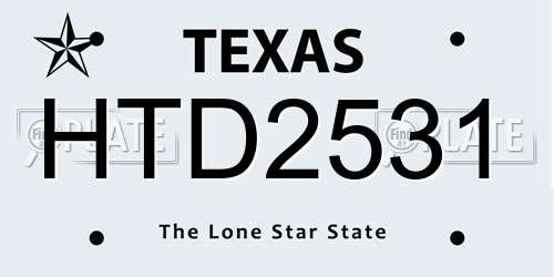HTD2531 Texas License Plate