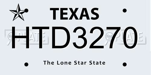 HTD3270 Texas License Plate