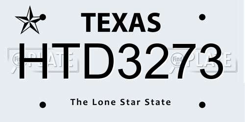 HTD3273 Texas License Plate