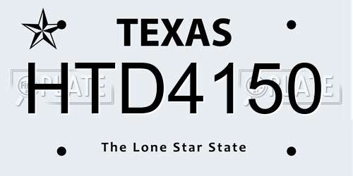 HTD4150 Texas License Plate