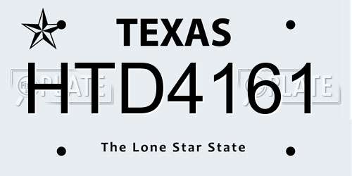 HTD4161 Texas License Plate