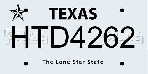 HTD4262 Texas License Plate