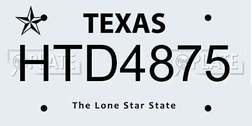 HTD4875 Texas License Plate