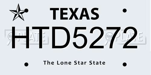 HTD5272 Texas License Plate